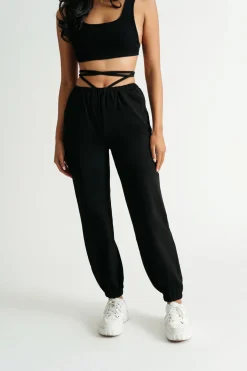 Tobi Going Nowhere Waist Tie Sweatpants - Black