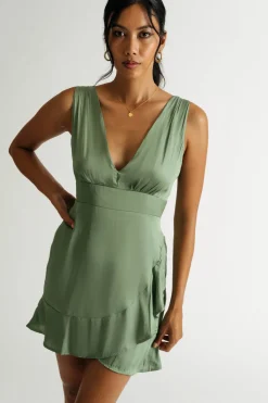 Tobi Gonna Outdo You Satin Ruffle Dress