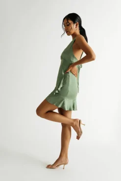 Tobi Gonna Outdo You Satin Ruffle Dress