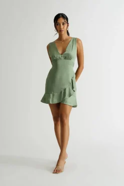 Tobi Gonna Outdo You Satin Ruffle Dress