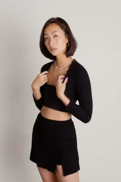 Tobi Good Days Ribbed Cardigan - Black