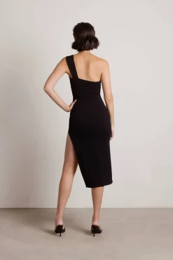 Tobi Gotta Find Me One Shoulder High Slit Midi Dress - Cobalt Blue
