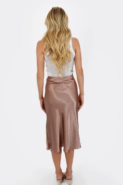 Tobi Gracey Satin Midi Skirt - Champagne