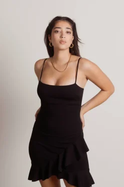 Tobi Grad Day Square Neck Cami Mini Dress - Black