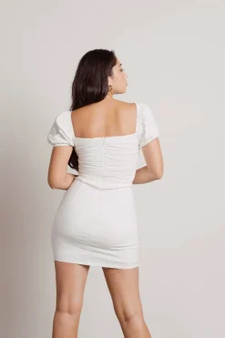 Tobi Guess At It Off White Lace-Up Bodycon Mini Dress
