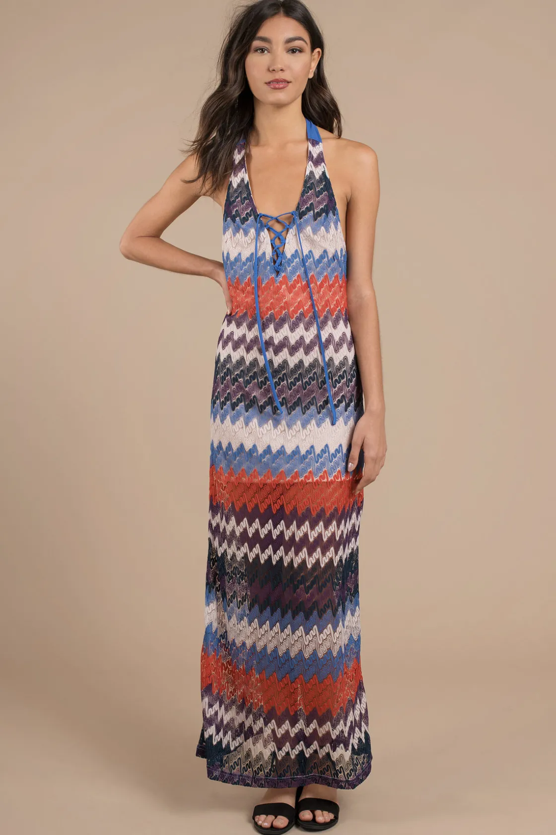 Tobi Happy Daze Lace Up Backless Maxi Dress -