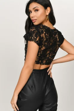 Tobi Harmony Lace Crop Top - White