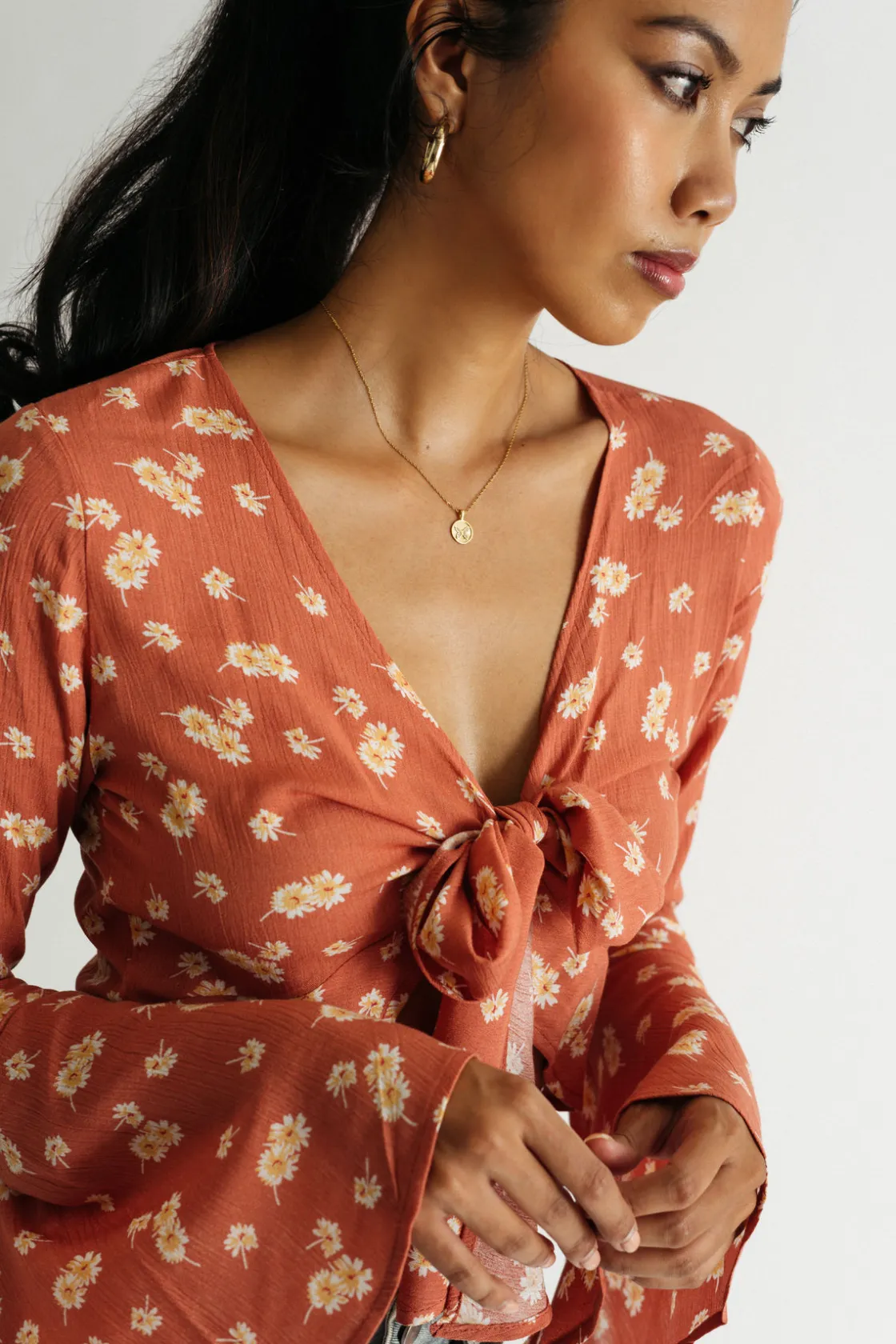 Tobi Harper Crop Top - Red Brown