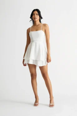 Tobi Heart Of Gold Lace Up Skater Mini Dress