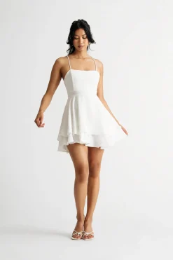 Tobi Heart Of Gold Lace Up Skater Mini Dress