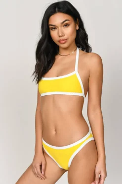 Tobi Heather Two-Tone Bikini Top - Yellow And White