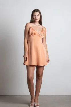 Tobi Heavenly Touch Satin Ruched Mini Dress - Icy Blue