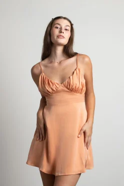 Tobi Heavenly Touch Satin Ruched Mini Dress - Icy Blue