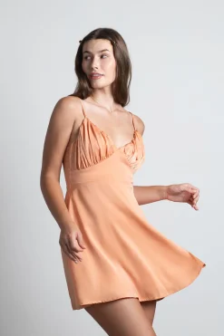 Tobi Heavenly Touch Satin Ruched Mini Dress - Icy Blue