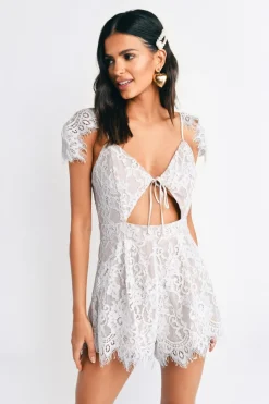 Tobi Helen Lace Romper - Black