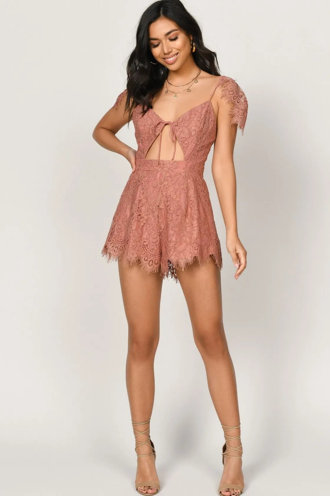 Tobi Helen Lace Romper - Black