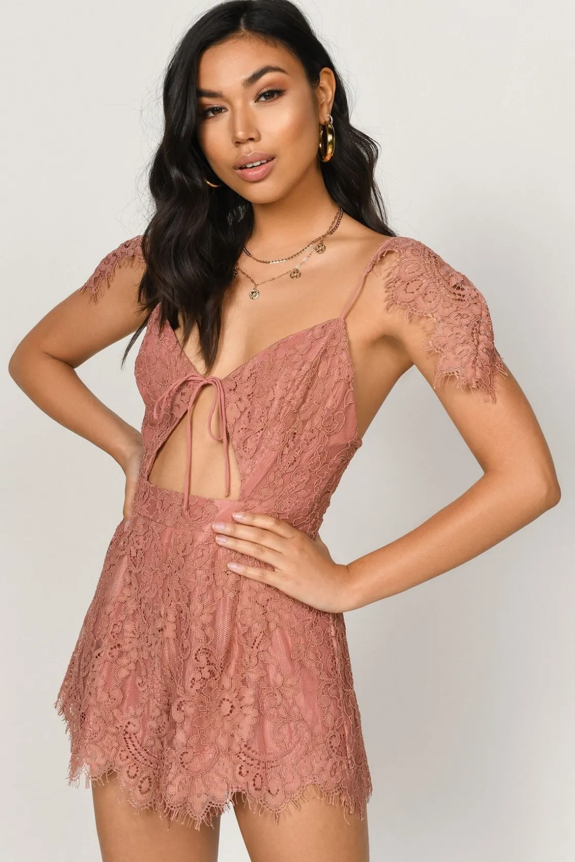 Tobi Helen Lace Romper - Black