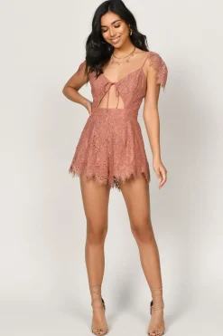 Tobi Helen Lace Romper - Black