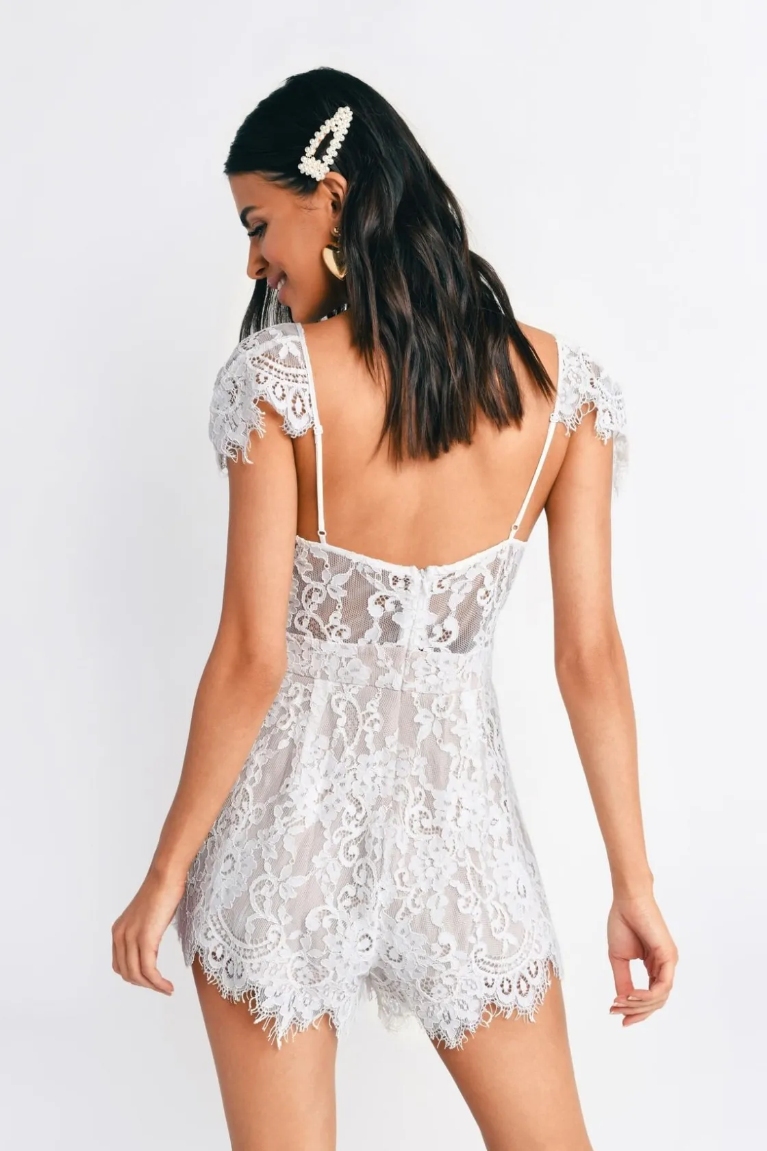 Tobi Helen Lace Romper - Black