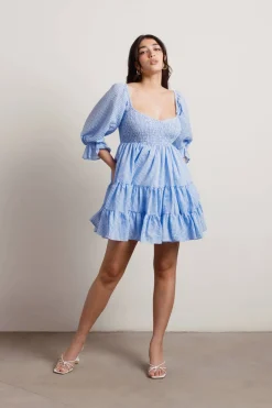 Tobi Hello There Plaid Babydoll Mini Dress -