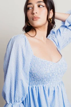Tobi Hello There Plaid Babydoll Mini Dress -