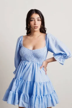 Tobi Hello There Plaid Babydoll Mini Dress -