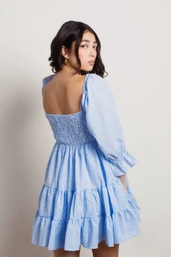 Tobi Hello There Plaid Babydoll Mini Dress -