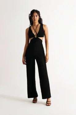 Tobi Hera Cutout Jumpsuit - Black
