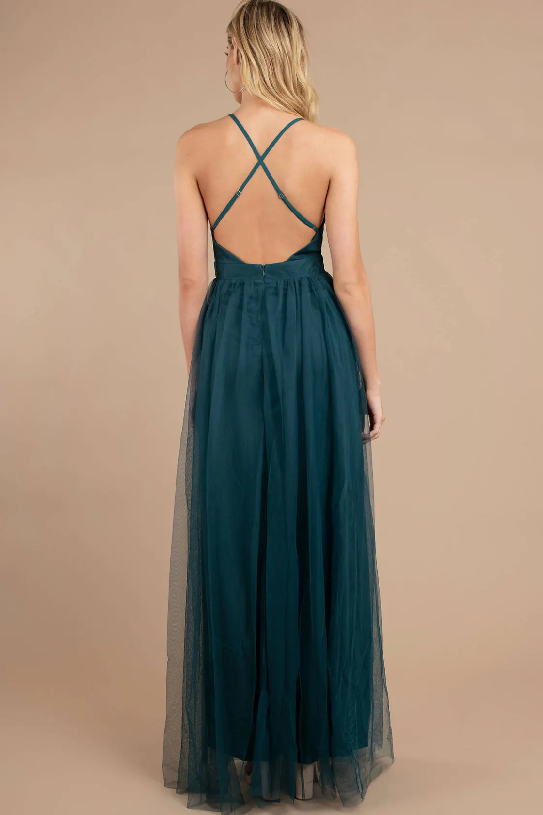Tobi Here To Slay Plunging High Slit Maxi Dress - White