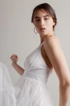 Tobi Here To Slay Plunging High Slit Maxi Dress - White
