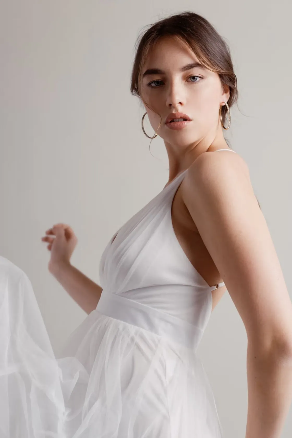 Tobi Here To Slay Plunging High Slit Maxi Dress - White