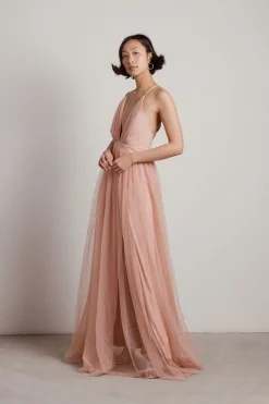 Tobi Here To Slay Plunging High Slit Maxi Dress - White