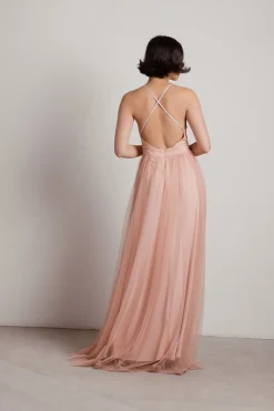 Tobi Here To Slay Plunging High Slit Maxi Dress - White