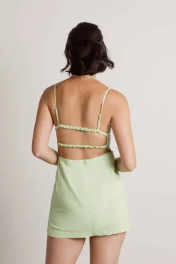 Tobi Hermione Open Back A-Line Mini Dress - Green