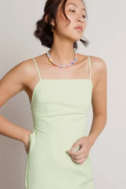 Tobi Hermione Open Back A-Line Mini Dress - Green