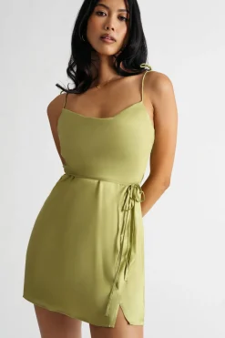 Tobi Hestia Satin Cowl Neck Tie Strap Slip Dress