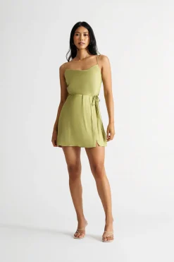 Tobi Hestia Satin Cowl Neck Tie Strap Slip Dress