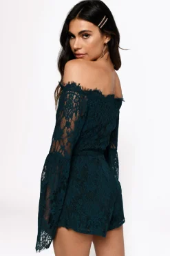 Tobi Hey Darlin' Lace Romper - Emerald