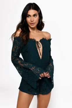 Tobi Hey Darlin' Lace Romper - Emerald
