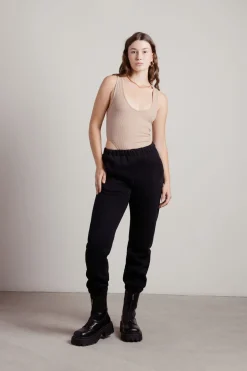 Tobi High Sides Ribbed Bodysuit - Beige