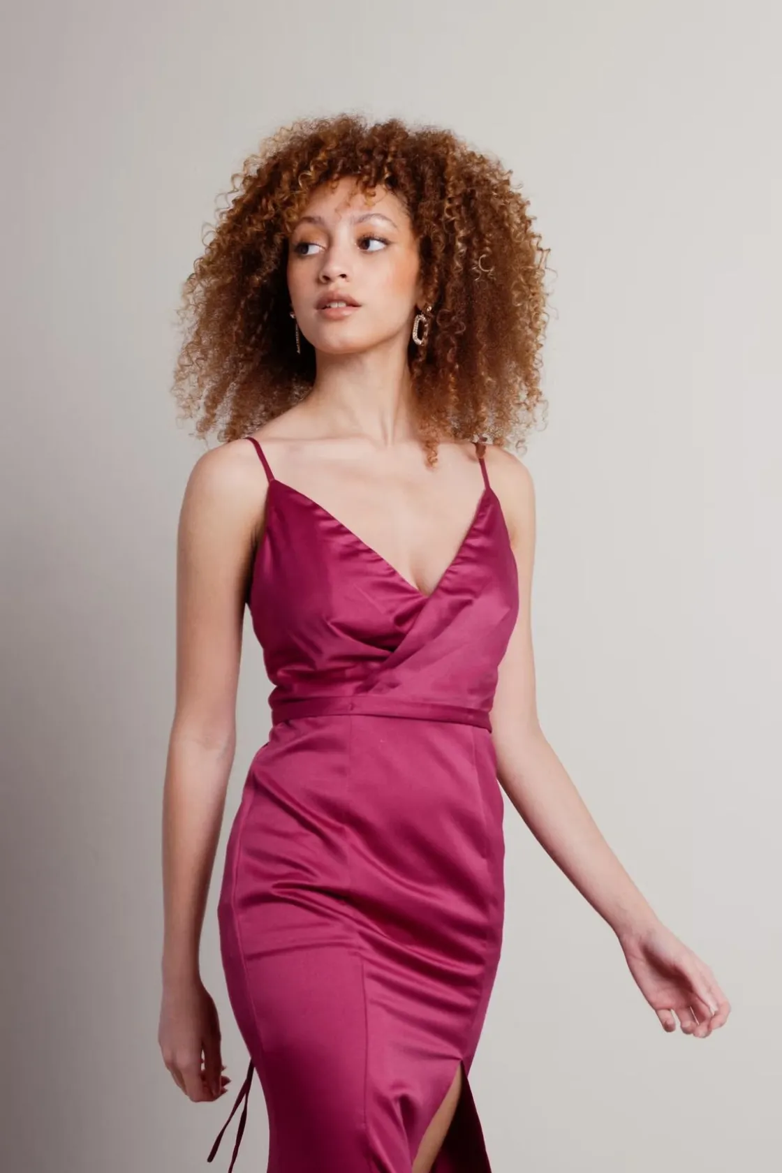 Tobi High Waters Surplice High Slit Maxi Dress -