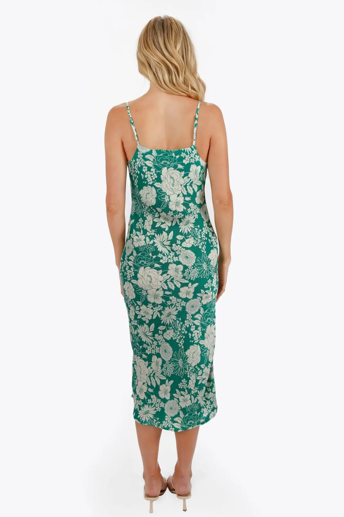 Tobi Hilda Satin High Slit Midi Dress -