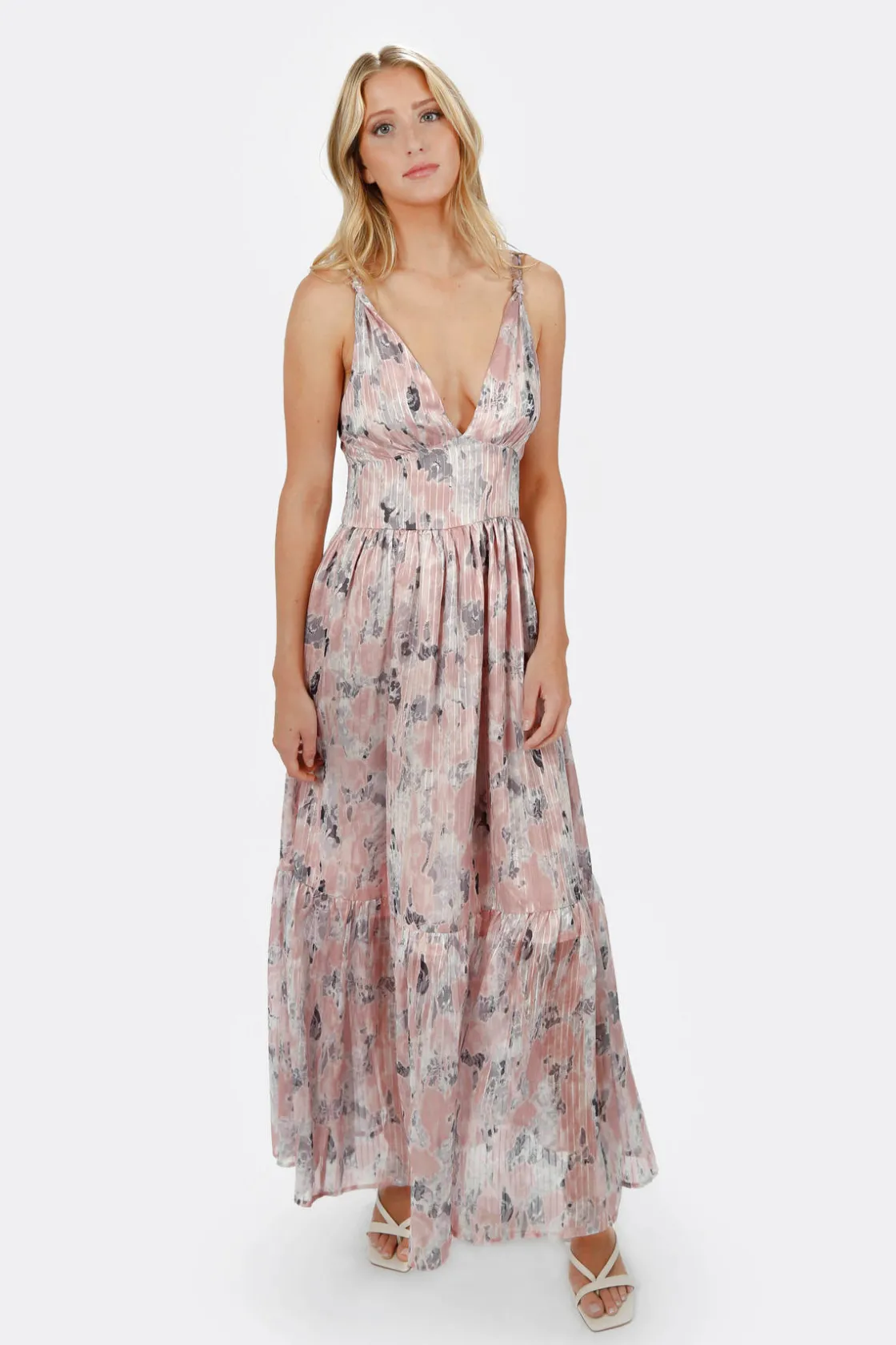 Tobi Hilde Floral Plunging Maxi Dress -