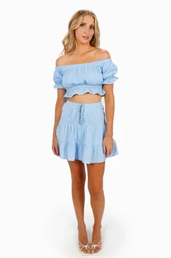 Tobi Himalia Eyelet Crop Top And Mini Skirt Set -