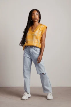 Tobi Honey Bee Plaid Sweater Vest -