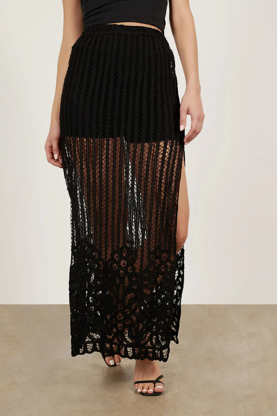 Tobi Honey Punch Ibiza High Slit Maxi Skirt -