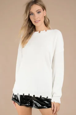 Tobi Honey Punch Sandy Distressed Sweater -