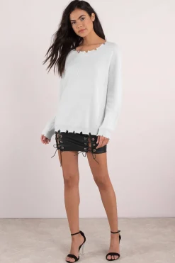 Tobi Honey Punch Sandy Distressed Sweater -