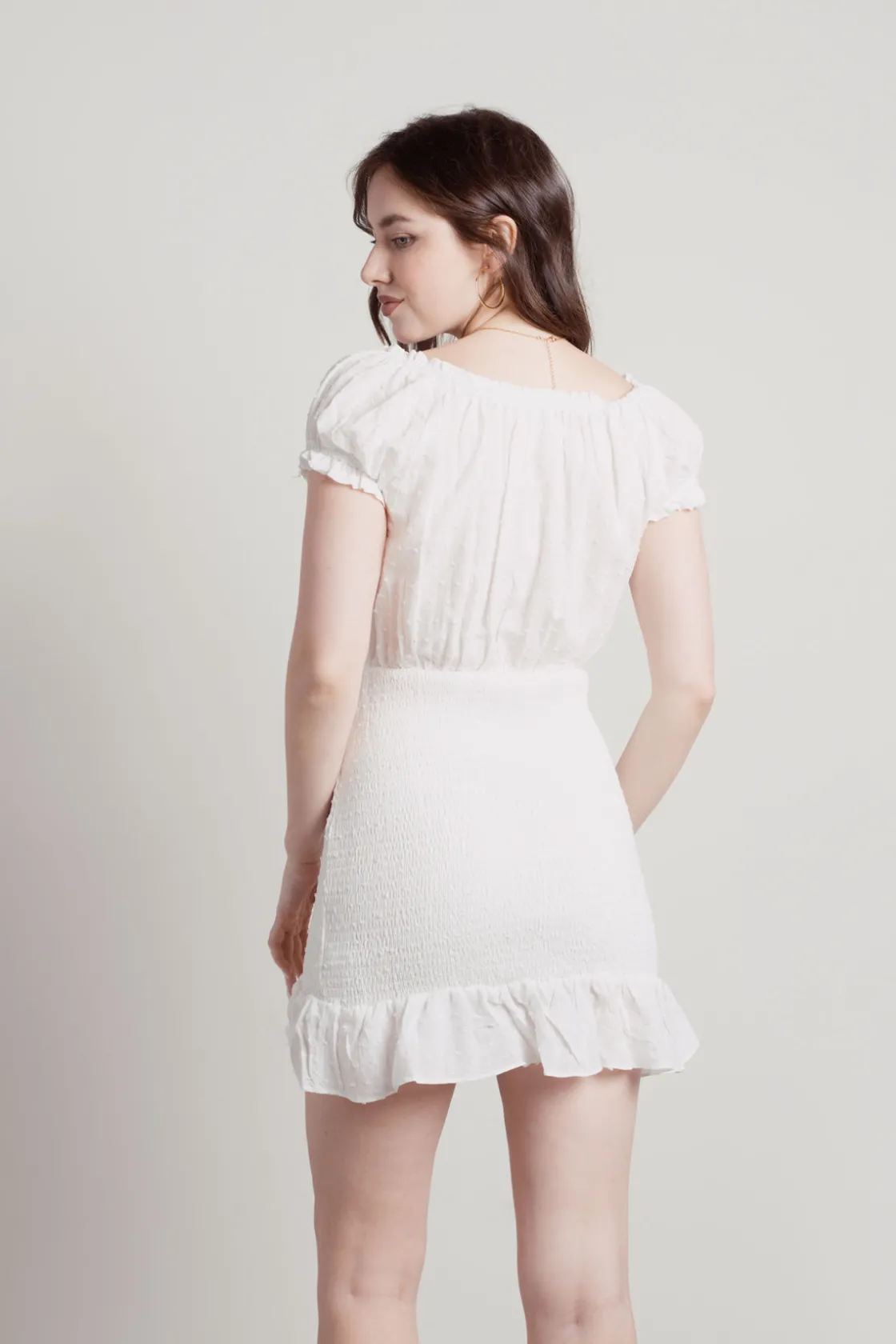 Tobi Hours Later Ruffle Smocked Mini Dress -