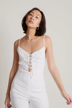 Tobi How Many More Lace Up Jumpsuit - Off White